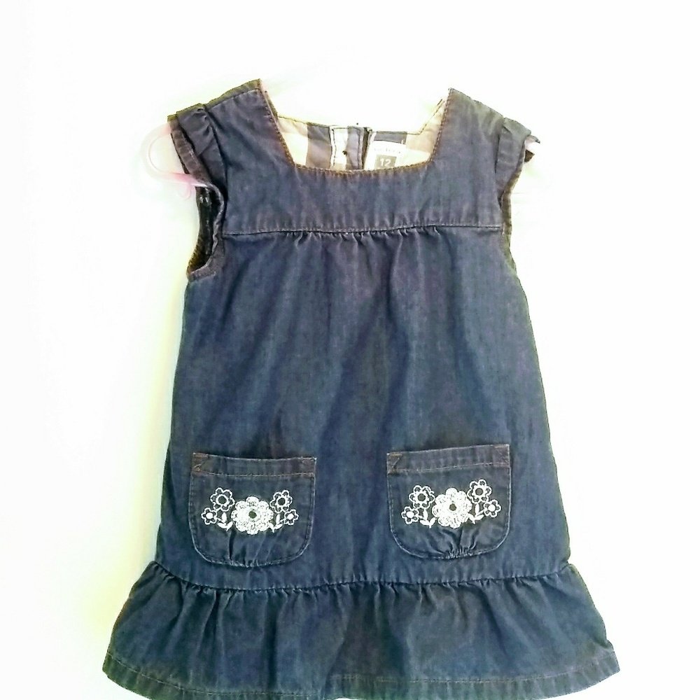 2/$10 Carter's Girls Denim Dress 12Mo  embroidered